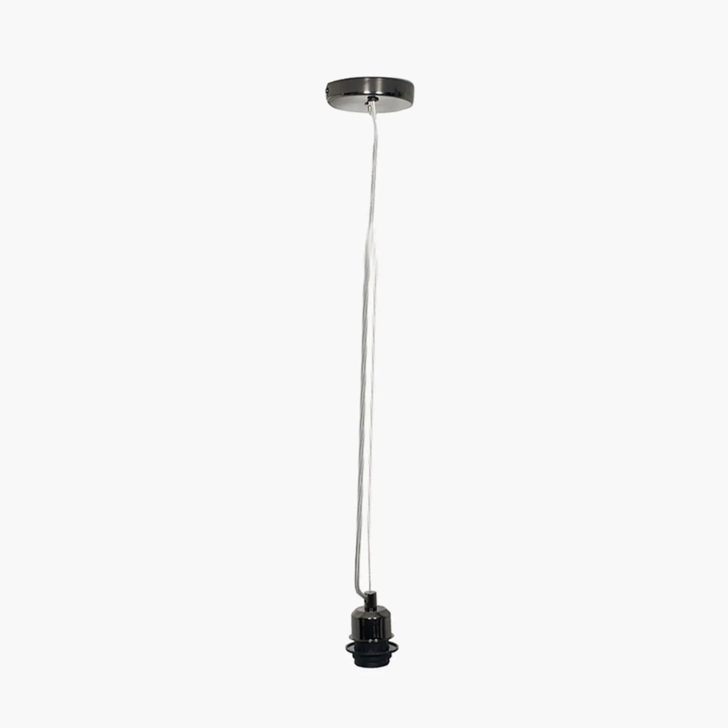Black Chrome Pendant Ceiling Light Fitting with Clear Cable – E27 Dimmable Suspension Kit 92x9cm
